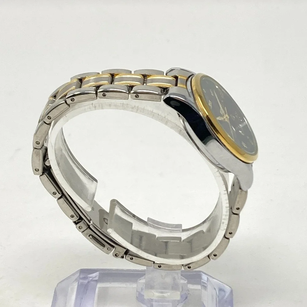 Olevs Women's Watch 29mm Silver Gold Tone Day Date Black Dial New Battery 6.25